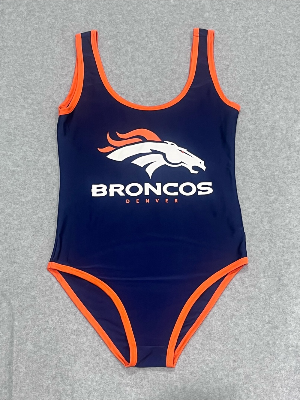 NFL Denver Broncos Game Day Blue Orange One Piece Swimsuit Women's Size Medium